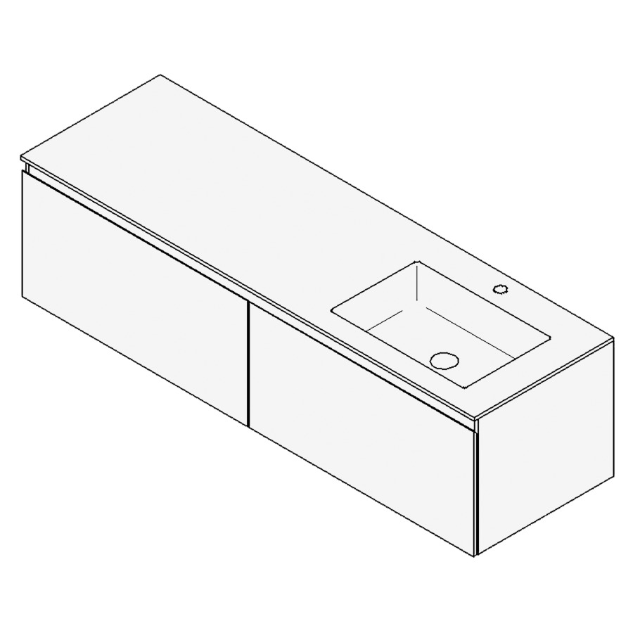 Combinaison de meuble GUFO
160,0 x 45,0 x 55,0 cm
recouvrement matériel minérale
avec élément inférieur
pour lavabo à encastrer Wave/
Corner II à droite
2 éléments à chacun 1 tiroir