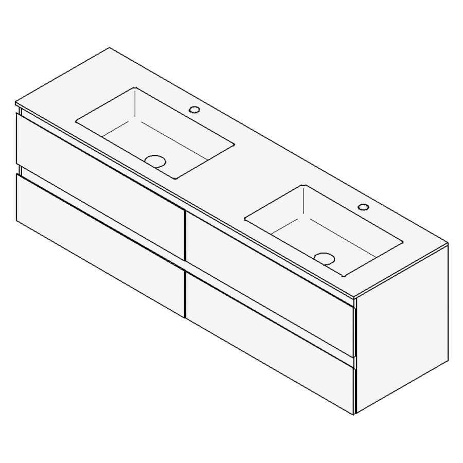 Combinaison de meuble GUFO
160,0 x 50,0 x 47,0 cm
recouvrement matériel minérale
avec élément inférieur
pour 2 lavabos à encastrer
Wave/Corner I
2 éléments à chacun 2 tiroirs