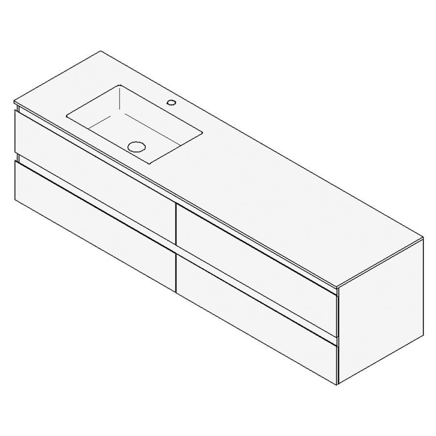 Combinaison de meuble GUFO
180,0 x 50,0 x 55,0 cm
recouvrement matériel minérale
avec élément inférieur
pour lavabo à encastrer Wave/
Corner II à gauche
2 éléments à chacun 2 tiroirs