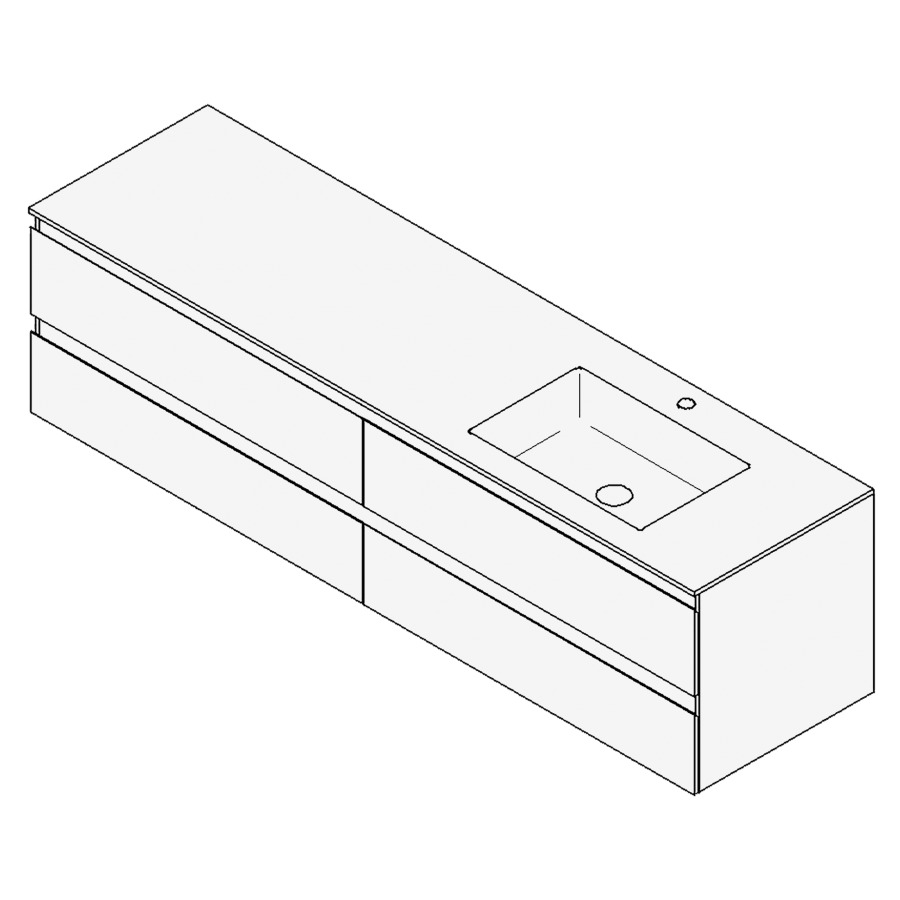 Combinaison de meuble GUFO
180,0 x 50,0 x 55,0 cm
recouvrement matériel minérale
avec élément inférieur
pour lavabo à encastrer Wave/
Corner II à droite
2 éléments à chacun 2 tiroirs