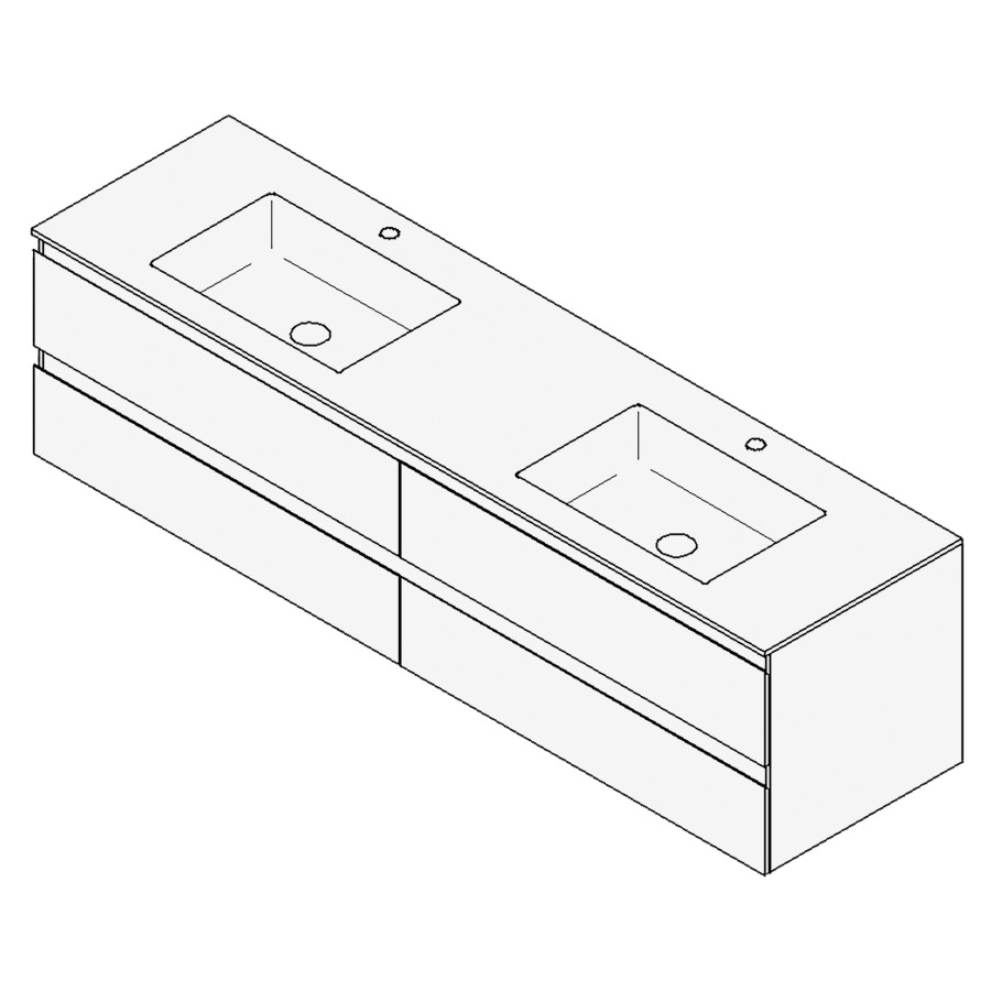 Combinaison de meuble GUFO
180,0 x 50,0 x 55,0 cm
recouvrement matériel minérale
avec élément inférieur
pour 2 lavabos à encastrer
Wave/Corner II
2 éléments à chacun 2 tiroirs