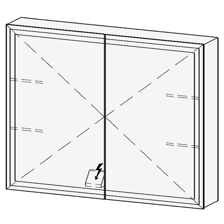 Armoire de toil. LORETO LED AP
90,7 x 70,6 x 14,8 cm
2 portes à double miroir
1 prise double à
gauche en bas opposé des
charnières, éclairage LED 4
faces, réglable avec DALI ou
Touch DIM, prévoir un bouton-
poussoir dans l'installation
domestique, 4000°K, 53,9 W
IP24