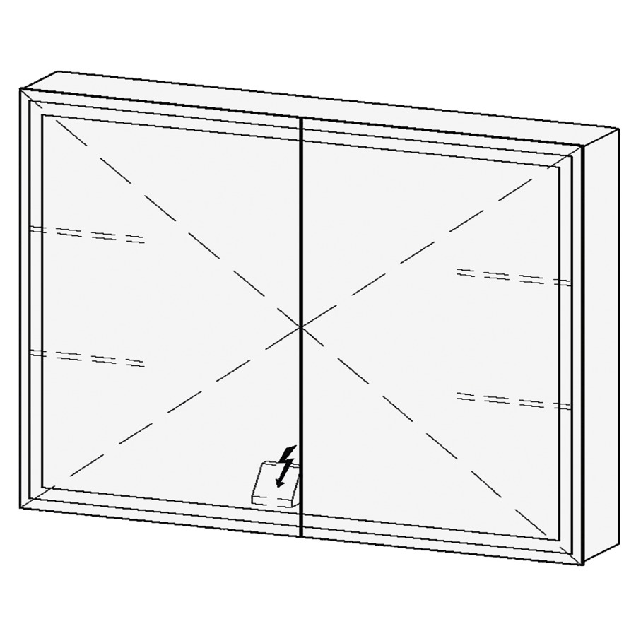 Armoire de toil. LORETO LED AP
100,7 x 70,6 x 14,8 cm
2 portes à double miroir
1 prise double à
gauche en bas opposé des
charnières, éclairage LED 4
faces, réglable avec DALI ou
Touch DIM, prévoir un bouton-
poussoir dans l'installation
domestique, 4000°K, 57,2 W
IP24