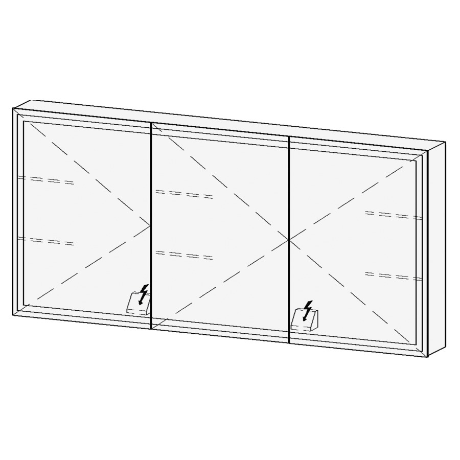 Armoire de toil. LORETO LED AP
150,7 x 70,6 x 14,8 cm
2 portes à double miroir
(50/50/50), 1 prise double à
gauche et à droite en bas
opposé des charnières
éclairage LED 4 faces
réglable avec DALI ou Touch
DIM, prévoir un bouton-
poussoir dans l'installation
domestique, 4000°K, 74,5 W
IP24
