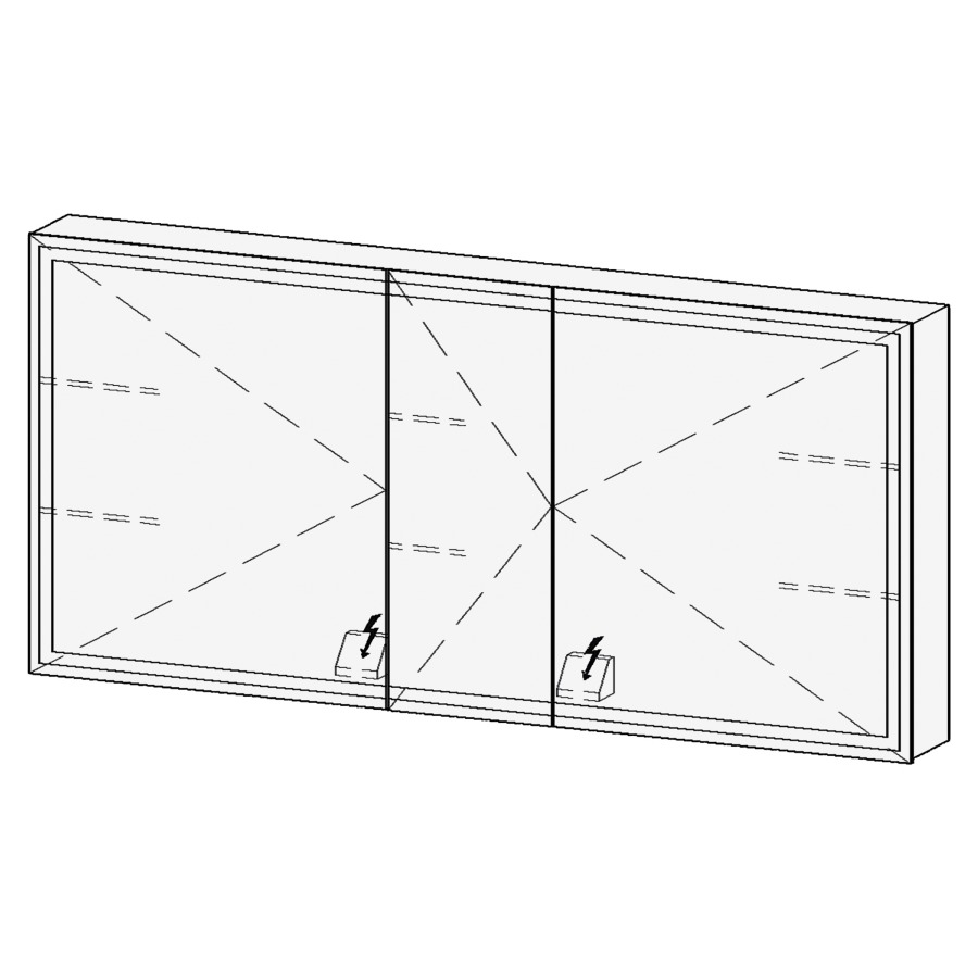Armoire de toil. LORETO LED UP
150,7 x 70,6 x 14,8 cm
2 portes à double miroir
(60/30/60), 1 prise double à
gauche et à droite en bas
opposé des charnières
éclairage LED 4 faces
réglable avec DALI ou Touch
DIM, prévoir un bouton-
poussoir dans l'installation
domestique, 4000°K, 74,5 W
IP24