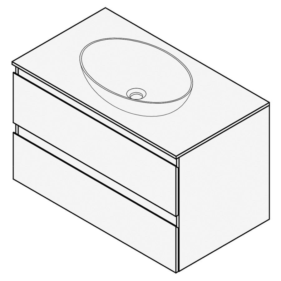 Combinaison de meuble FOGO
80 x 50 x 45-55 cm
recouvrement matériel
stratifié, pour 1 lavabo
entraxe selon les indications
élément à 2 tiroirs
Legrabox noir