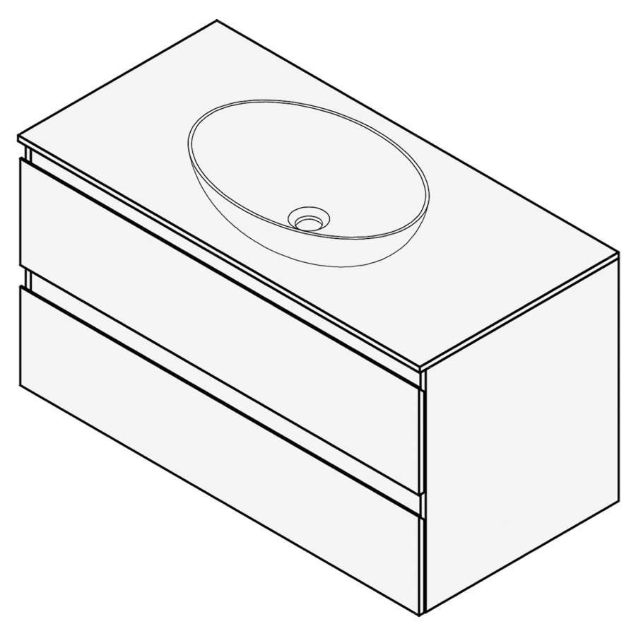 Combinaison de meuble FOGO
90 x 50 x 45-55 cm
recouvrement matériel
stratifié, pour 1 lavabo
entraxe selon les indications
élément à 2 tiroirs
Legrabox noir