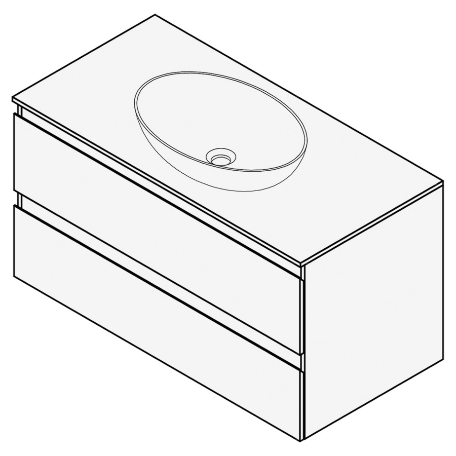 Combinaison de meuble FOGO
90 x 50 x 45-55 cm
recouvrement matériel
stratifié, pour 1 lavabo
entraxe selon les indications
élément à 2 tiroirs
Legrabox noir
