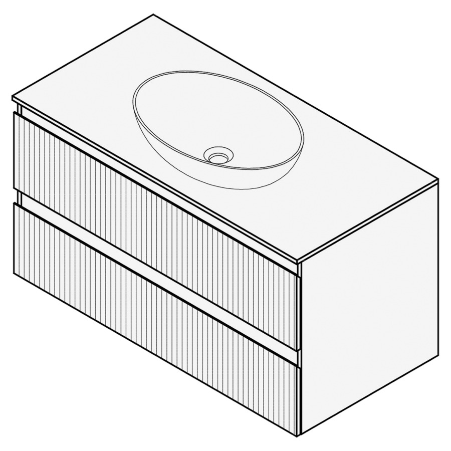 Combinaison de meuble FOGO
90 x 50 x 45-55 cm
recouvrement matériel
stratifié, pour 1 lavabo
entraxe selon les indications
élément à 2 tiroirs
Legrabox noir