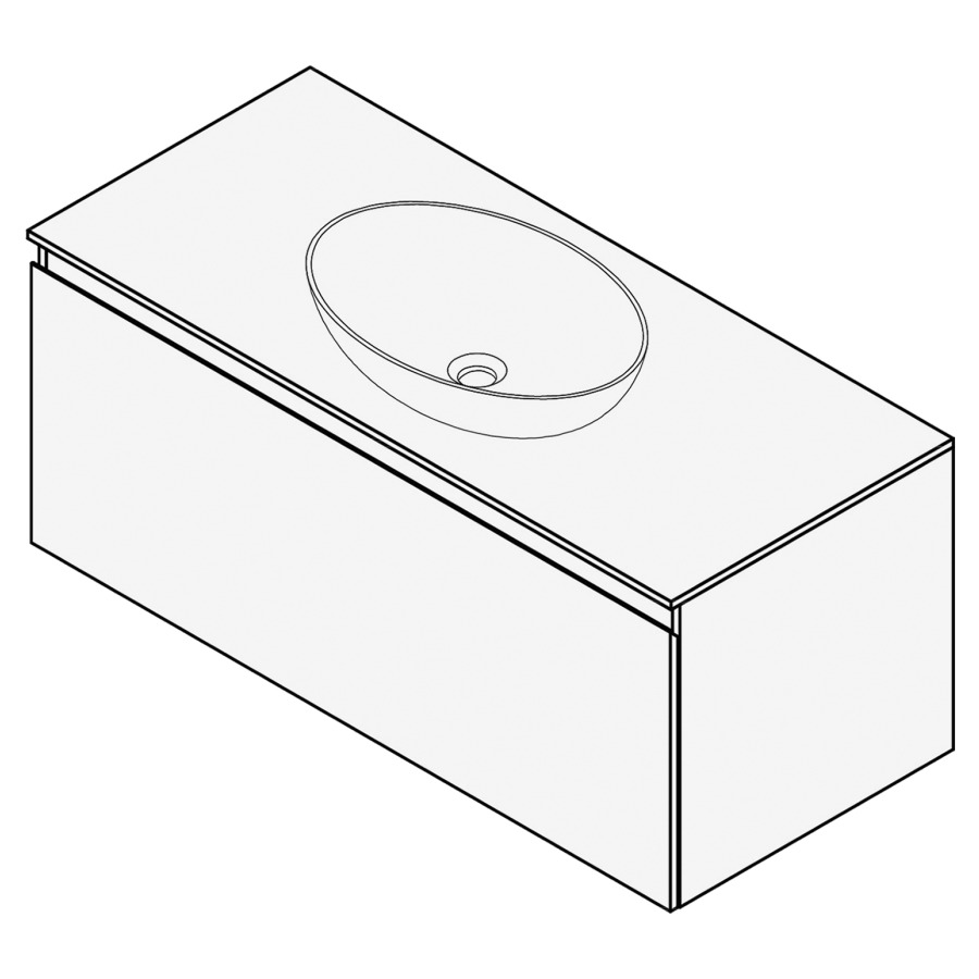 Combinaison de meuble FOGO
100 x 45 x 45-55 cm
recouvrement matériel
stratifié, pour 1 lavabo
entraxe selon les indications
élément à 1 tiroir
Legrabox noir