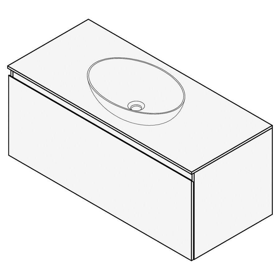 Combinaison de meuble FOGO
100 x 45 x 45-55 cm
recouvrement matériel
stratifié, pour 1 lavabo
entraxe selon les indications
élément à 1 tiroir
Legrabox noir