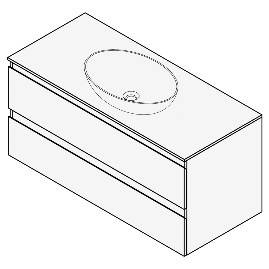 Combinaison de meuble FOGO
100 x 50 x 45-55 cm
recouvrement matériel
stratifié, pour 1 lavabo
entraxe selon les indications
élément à 2 tiroirs
Legrabox noir