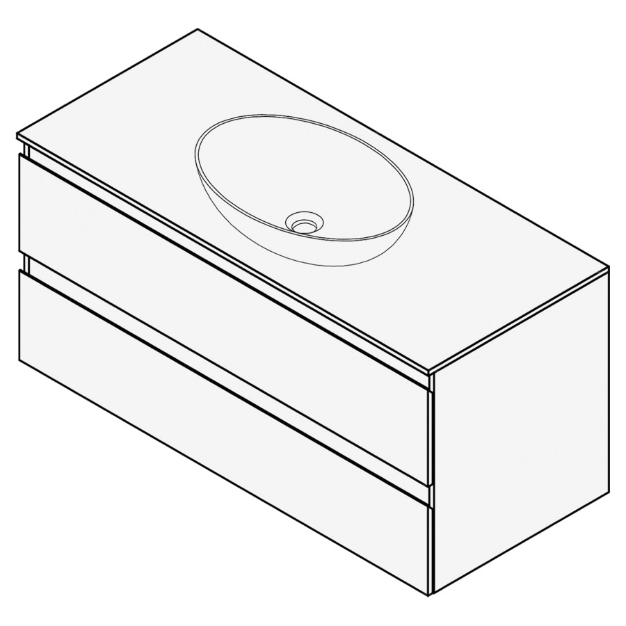 Combinaison de meuble FOGO
100 x 50 x 45-55 cm
recouvrement matériel
stratifié, pour 1 lavabo
entraxe selon les indications
élément à 2 tiroirs
Legrabox noir