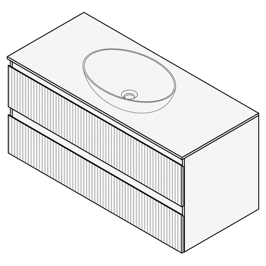 Combinaison de meuble FOGO
100 x 50 x 45-55 cm
recouvrement matériel
stratifié, pour 1 lavabo
entraxe selon les indications
élément à 2 tiroirs
Legrabox noir