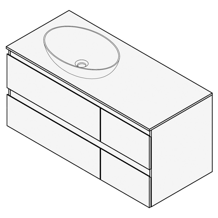 Combinaison de meuble FOGO
100 x 50 x 45-55 cm
recouvrement matériel
stratifié, pour 1 lavabo
à gauche, 2 éléments à chacune
2 tiroirs (70/30)
Legrabox noir