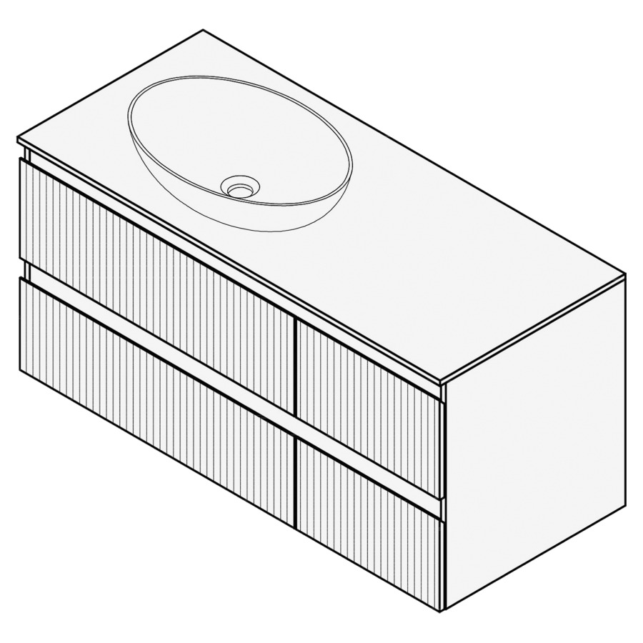 Combinaison de meuble FOGO
100 x 50 x 45-55 cm
recouvrement matériel
stratifié, pour 1 lavabo
à gauche, 2 éléments à chacune
2 tiroirs (70/30)
Legrabox noir