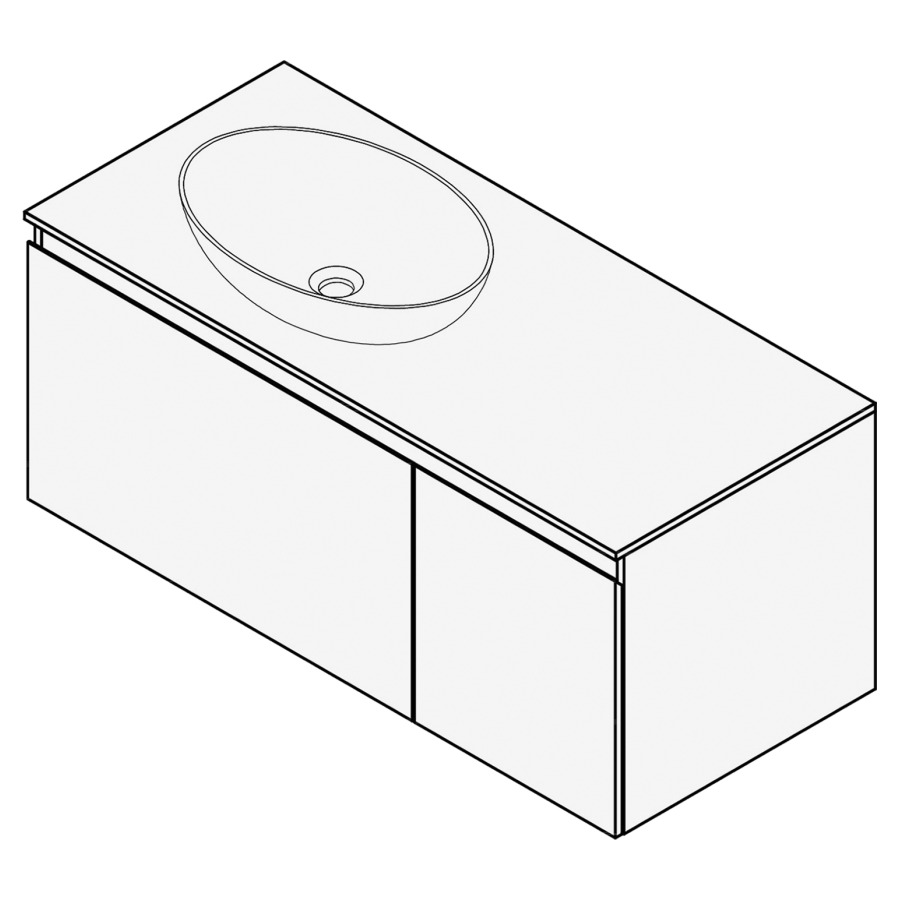 Combinaison de meuble FOGO
100 x 45 x 45-55 cm
recouvrement matériel
stratifié, pour 1 lavabo
à gauche, 2 élément à 1 tiroir
(70/30), Legrabox noir