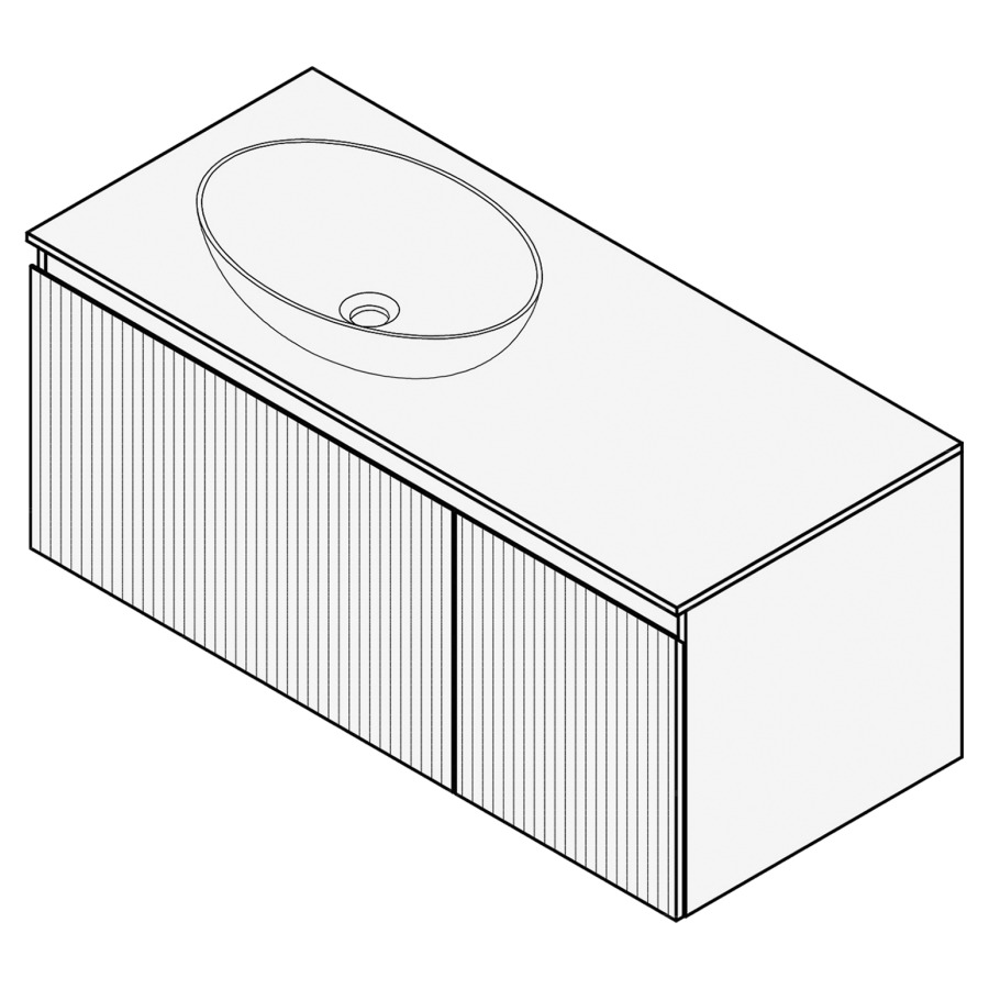 Combinaison de meuble FOGO
100 x 45 x 45-55 cm
recouvrement matériel
stratifié, pour 1 lavabo
à gauche, 2 élément à 1 tiroir
(70/30), Legrabox noir