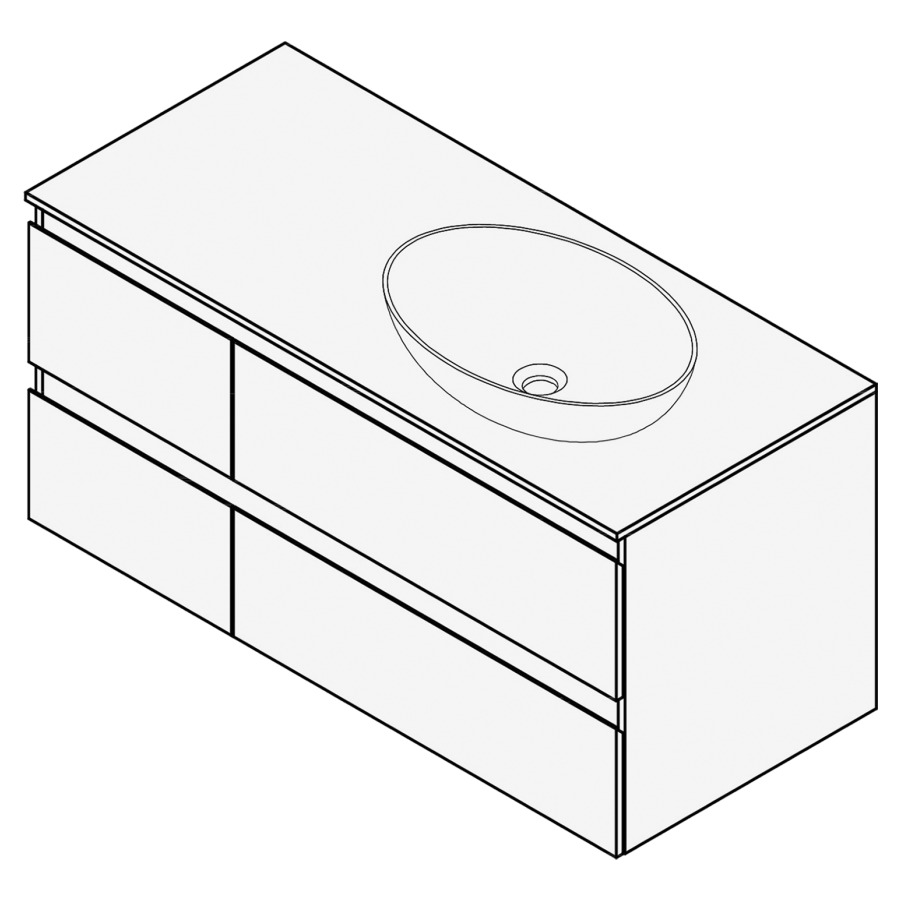 Combinaison de meuble FOGO
100 x 50 x 45-55 cm
recouvrement matériel
stratifié, pour 1 lavabo
à droite, 2 éléments à chacune
2 tiroirs (30/70)
Legrabox noir