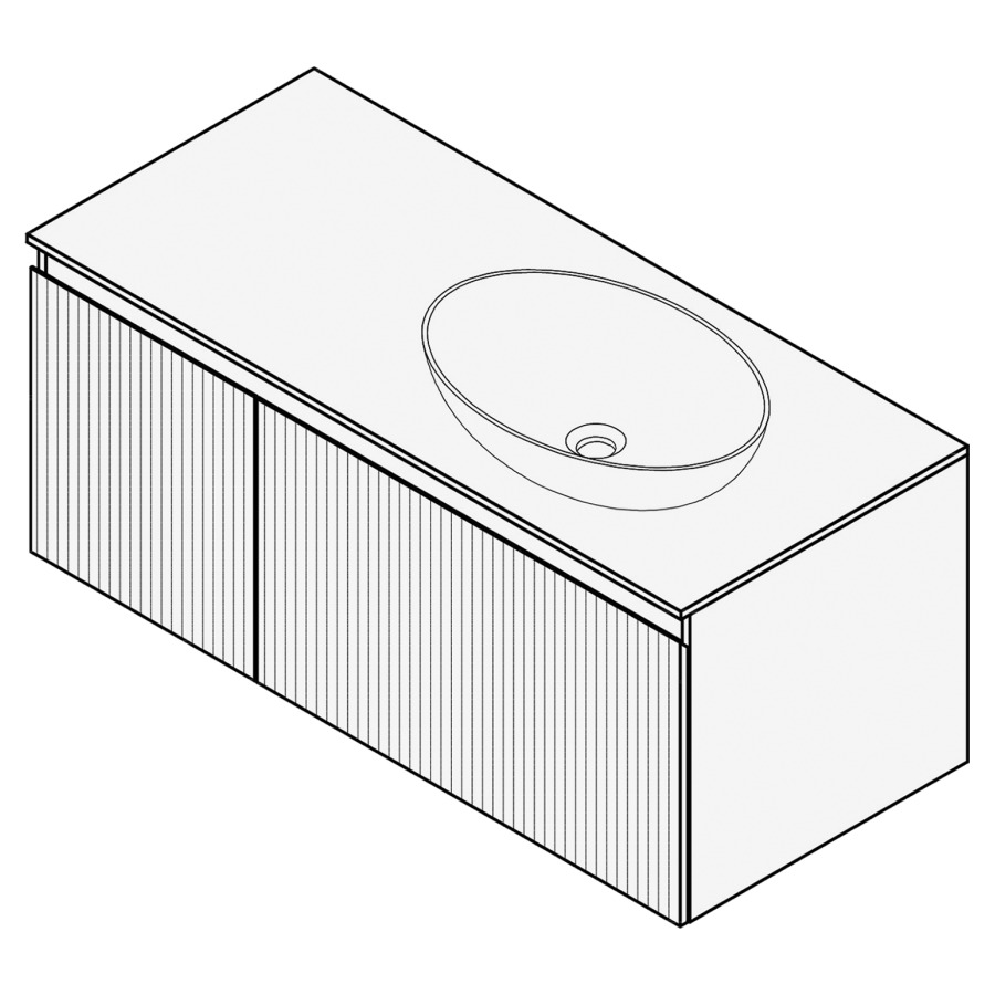 Combinaison de meuble FOGO
100 x 45 x 45-55 cm
recouvrement matériel
stratifié, pour 1 lavabo
à droite, 2 élément à 1 tiroir
(30/70), Legrabox noir