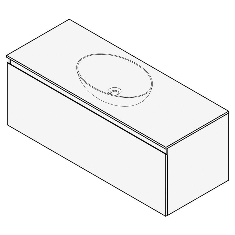 Combinaison de meuble FOGO
120 x 45 x 45-55 cm
recouvrement matériel
stratifié, pour 1 lavabo
entraxe selon les indications
élément à 1 tiroir
Legrabox noir