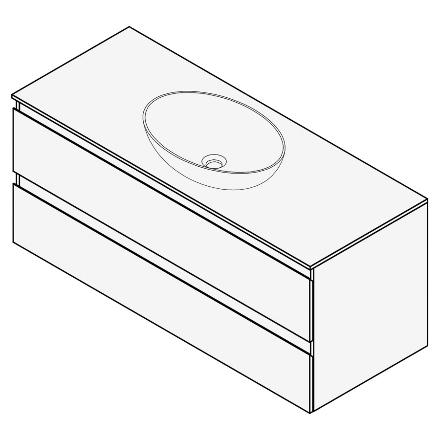 Combinaison de meuble FOGO
120 x 50 x 45-55 cm
recouvrement matériel
stratifié, pour 1 lavabo
entraxe selon les indications
élément à 2 tiroirs
Legrabox noir