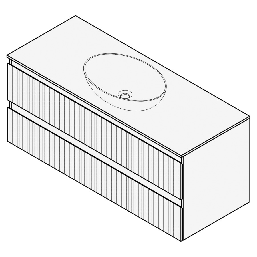Combinaison de meuble FOGO
120 x 50 x 45-55 cm
recouvrement matériel
stratifié, pour 1 lavabo
entraxe selon les indications
élément à 2 tiroirs
Legrabox noir