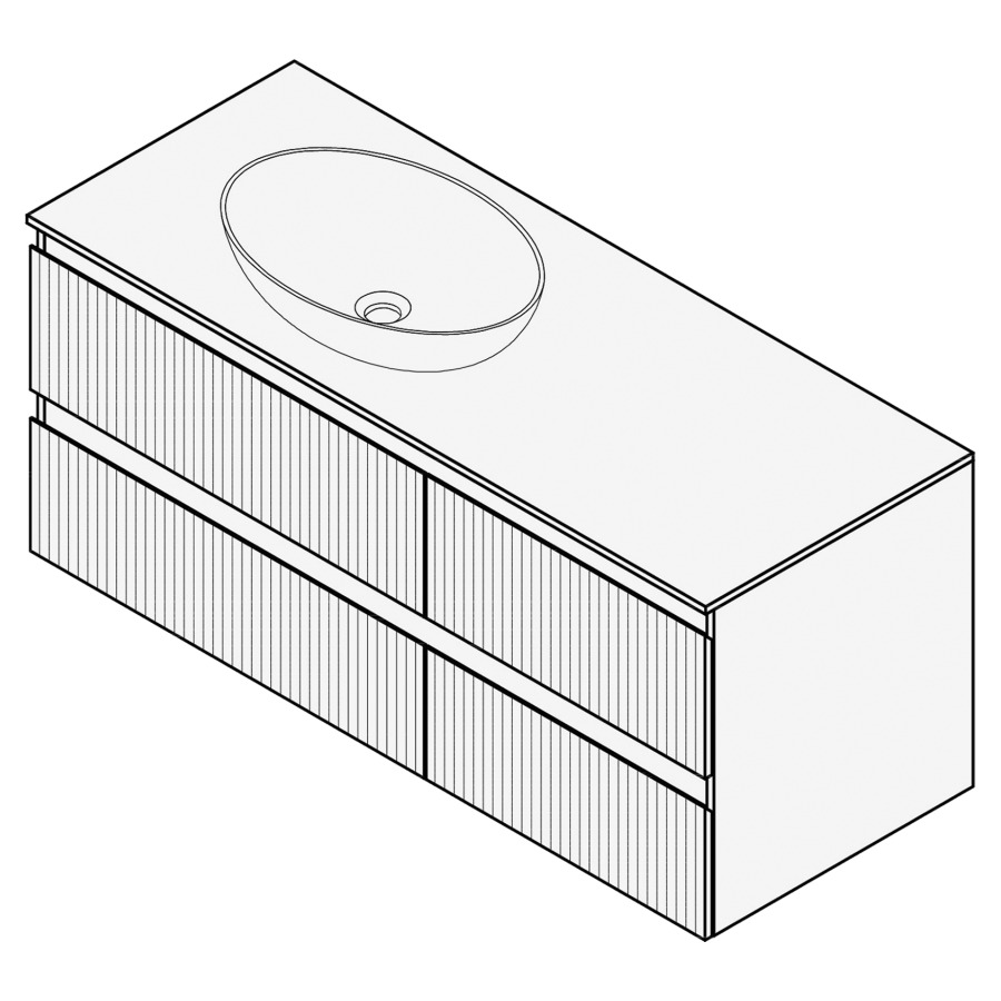 Combinaison de meuble FOGO
120 x 50 x 45-55 cm
recouvrement matériel
stratifié, pour 1 lavabo
à gauche, 2 éléments à chacune
2 tiroirs (80/40)
Legrabox noir
