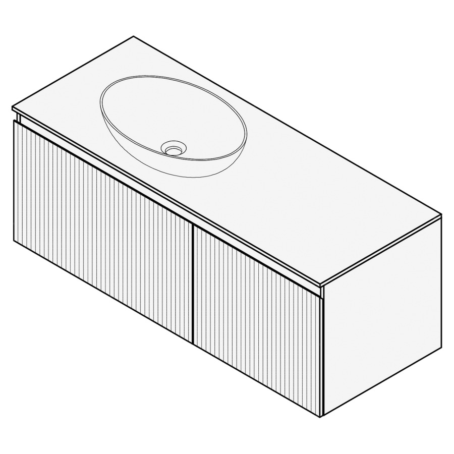 Combinaison de meuble FOGO
120 x 45 x 45-55 cm
recouvrement matériel
stratifié, pour 1 lavabo
à gauche, 2 élément à 1 tiroir
(80/40), Legrabox noir