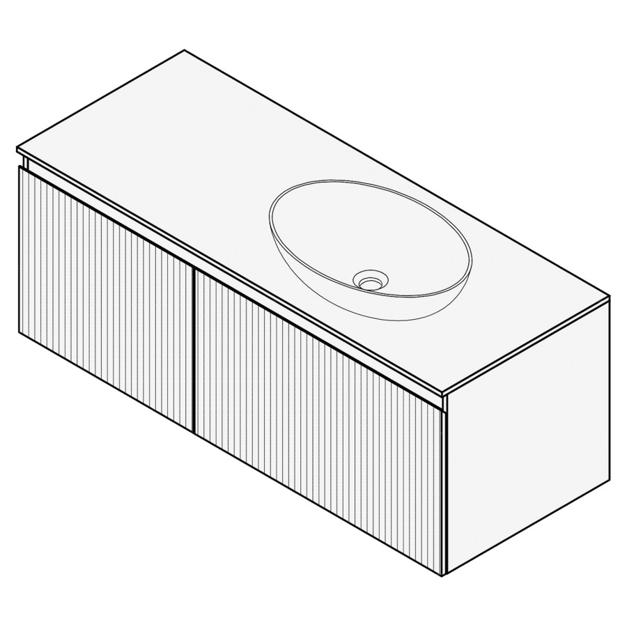 Combinaison de meuble FOGO
120 x 45 x 45-55 cm
recouvrement matériel
stratifié, pour 1 lavabo
à droite, 2 élément à 1 tiroir
(40/80), Legrabox noir