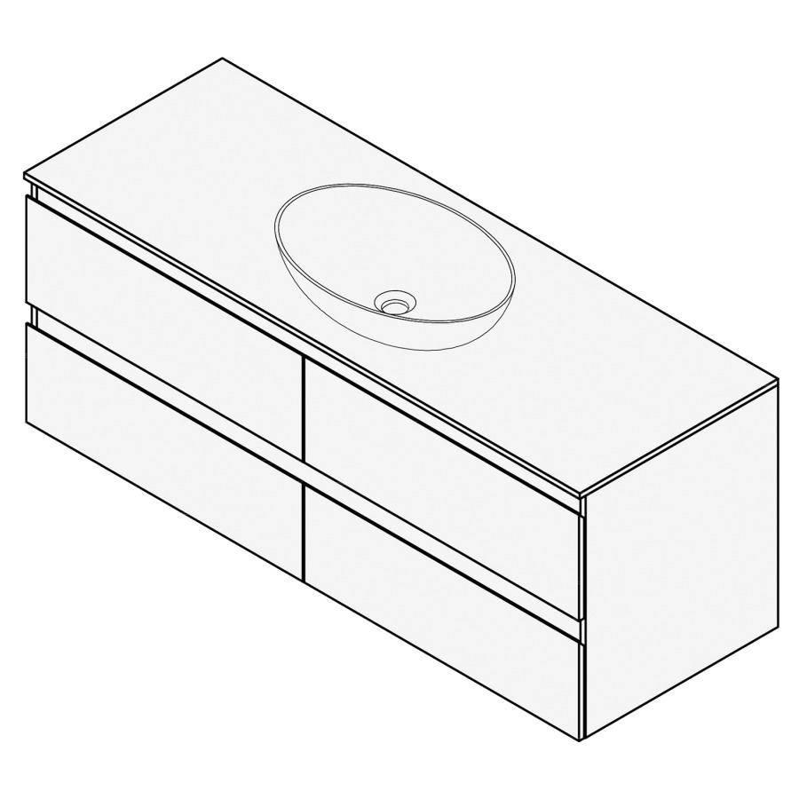 Combinaison de meuble FOGO
130 x 50 x 45-55 cm
recouvrement matériel
stratifié, pour 1 lavabo
entraxe selon les indications
2 éléments à chacune 2 tiroirs
Legrabox noir