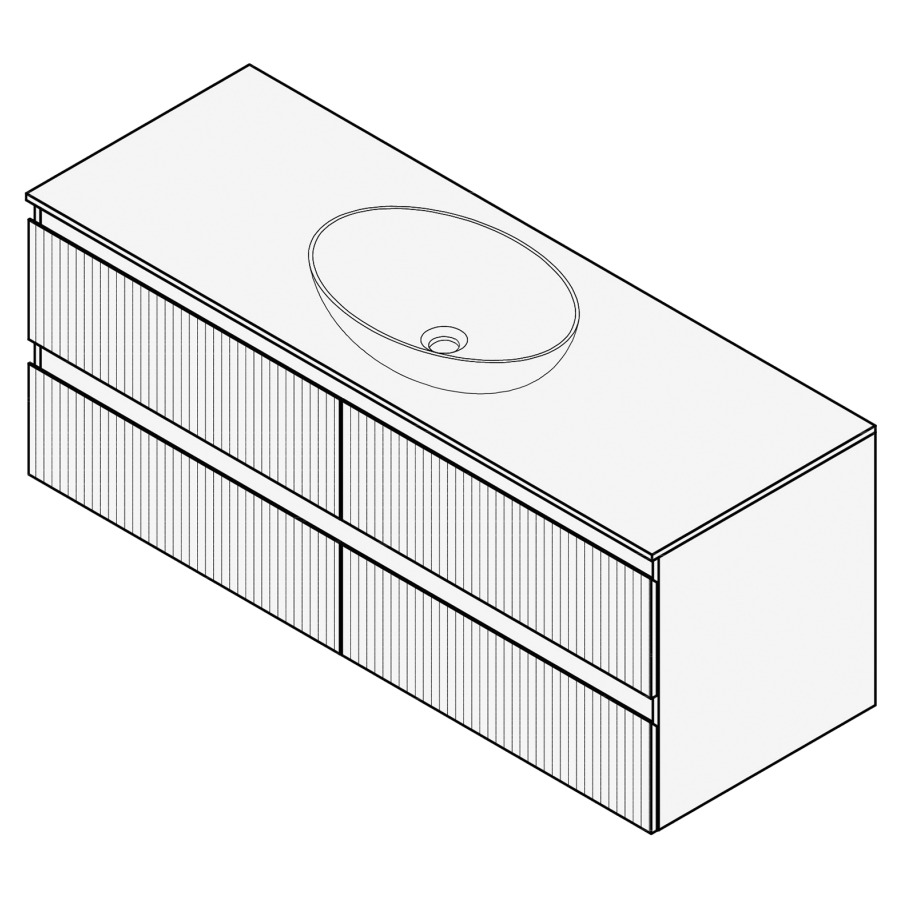 Combinaison de meuble FOGO
130 x 50 x 45-55 cm
recouvrement matériel
stratifié, pour 1 lavabo
entraxe selon les indications
2 éléments à chacune 2 tiroirs
Legrabox noir