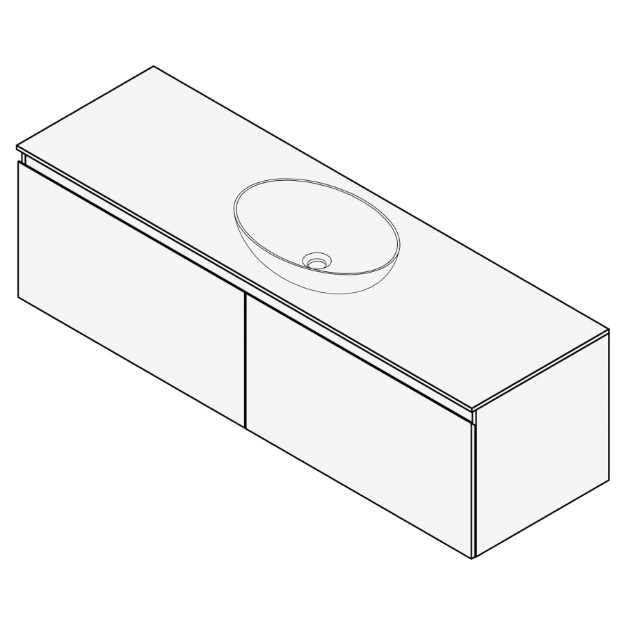 Combinaison de meuble FOGO
150 x 45 x 45-55 cm
recouvrement matériel
stratifié, pour 1 lavabo
entraxe selon les indications
2 éléments à 1 tiroir
Legrabox noir