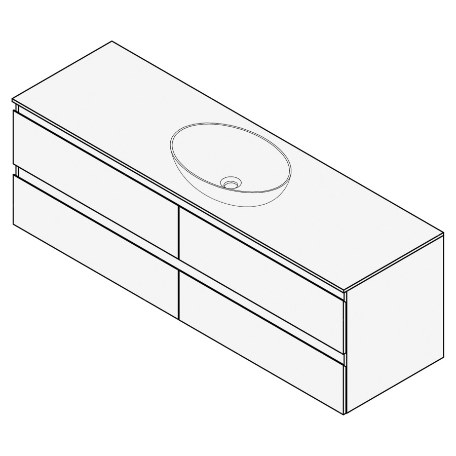 Combinaison de meuble FOGO
150 x 50 x 45-55 cm
recouvrement matériel
stratifié, pour 1 lavabo
entraxe selon les indications
2 éléments à chacune 2 tiroirs
Legrabox noir