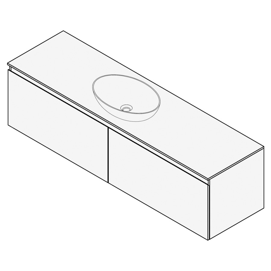 Combinaison de meuble FOGO
160 x 45 x 45-55 cm
recouvrement matériel
stratifié, pour 1 lavabo
entraxe selon les indications
2 éléments à 1 tiroir
Legrabox noir