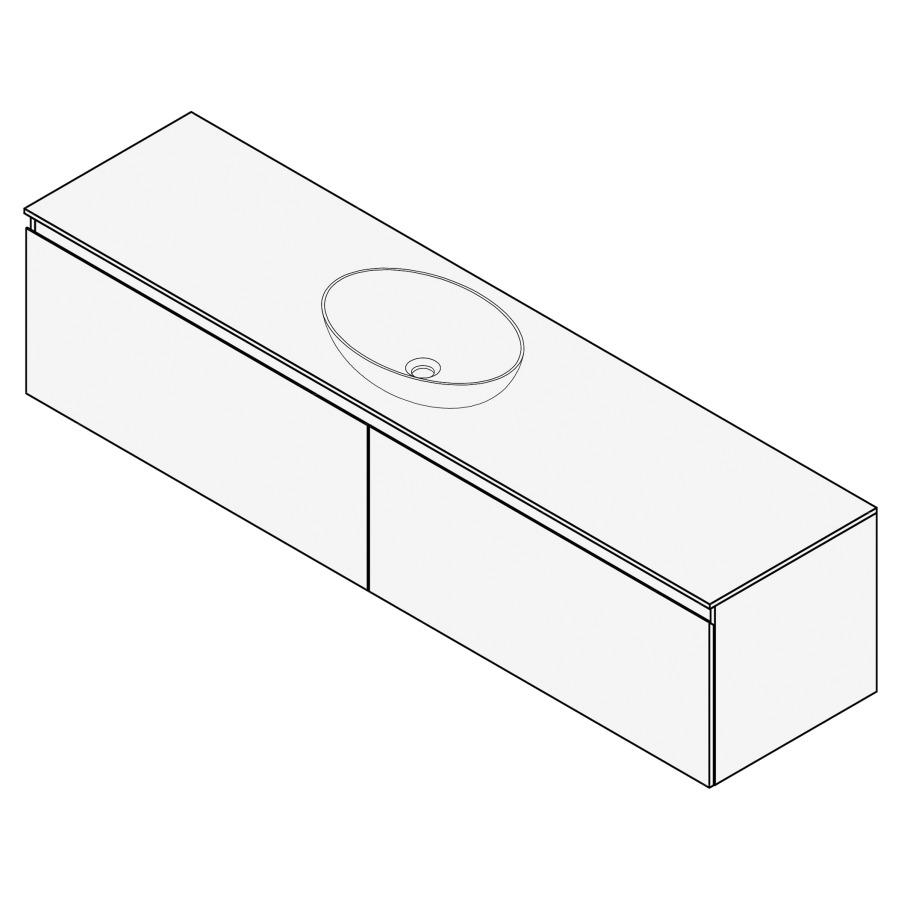 Combinaison de meuble FOGO
180 x 45 x 45-55 cm
recouvrement matériel
stratifié, pour 1 lavabo
entraxe selon les indications
2 éléments à 1 tiroir
Legrabox noir