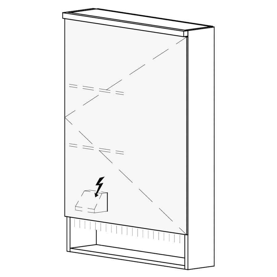 Armoire de toilette SCANA AP
50,4 x 85 x 14,8 cm
1 porte à double miroir
charnières à droite
1 prise double à gauche en bas
éclairage LED, 4000 K
unité de contrôle DALI
gradable via l'installation
domestique, IP24