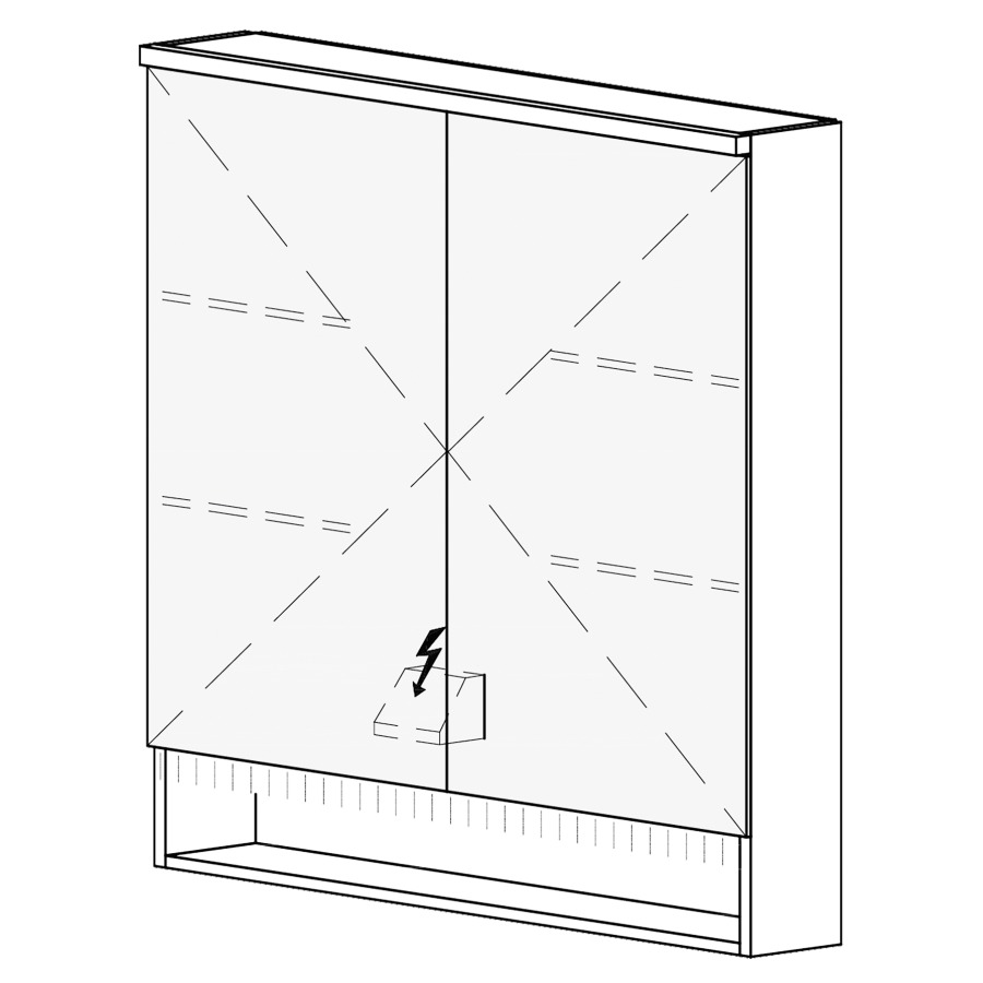 Armoire de toilette SCANA AP
80,4 x 85 x 14,8 cm
2 portes à double miroir
1 prise double à gauche en bas
opposé des charnières
éclairage LED, 4000 K, unité
de contrôle DALI, gradable via
l'installation domestique
IP24