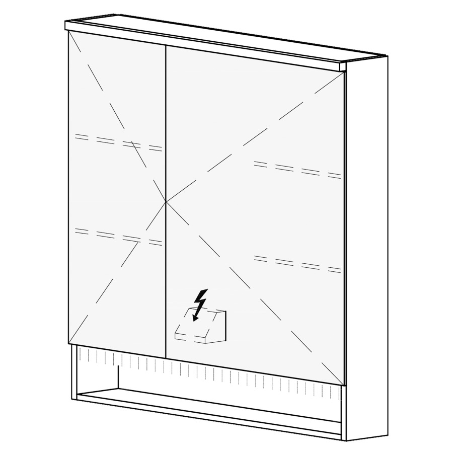 Armoire de toilette SCANA AP
90,4 x 85 x 14,8 cm
2 portes à double miroir
(30/60), 1 prise double
à droite en bas opposé des
charnières, éclairage LED
4000 K, unité de contrôle DALI
gradable via l'installation
domestique, IP24