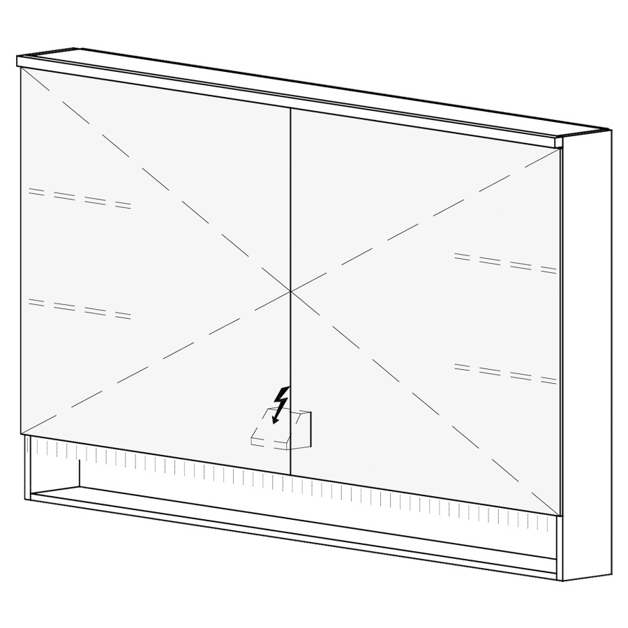 Armoire de toilette SCANA AP
130,4 x 85 x 14,8 cm
2 portes à double miroir
1 prise double à gauche en bas
opposé des charnières
éclairage LED, 4000 K, unité
de contrôle DALI, gradable via
l'installation domestique
IP24
