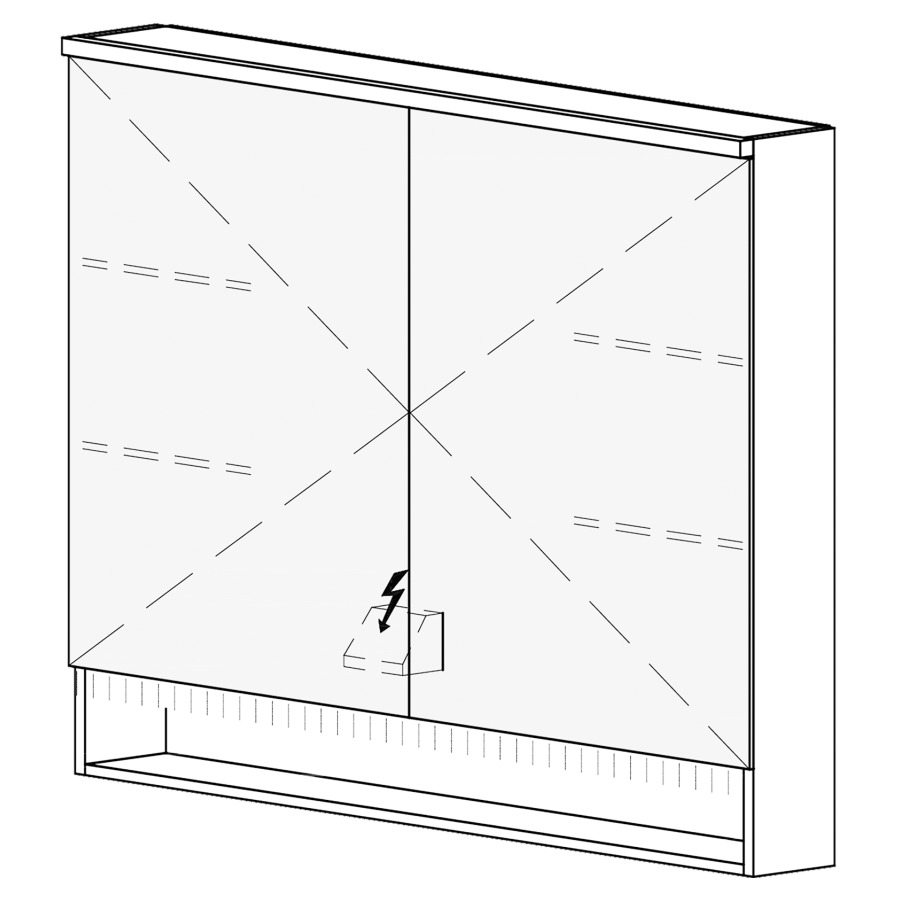 Armoire de toilette SCANA UP
100,4 x 85 x 14,8 cm
2 portes à double miroir
1 prise double à gauche en bas
opposé des charnières
éclairage LED, 4000 K, unité
de contrôle DALI, gradable via
l'installation domestique
IP24