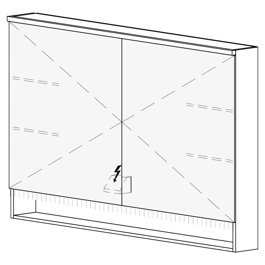 Armoire de toilette SCANA UP
120,4 x 85 x 14,8 cm
2 portes à double miroir
1 prise double à gauche en bas
opposé des charnières
éclairage LED, 4000 K, unité
de contrôle DALI, gradable via
l'installation domestique
IP24