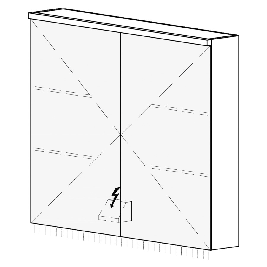 Armoire de toilette CARINO AP
90,4 x 70,4 x 14,8 cm
2 portes à double miroir
1 prise double à gauche en bas
opposé des charnières
éclairage LED, 4000 K, unité
de contrôle DALI, gradable via
l'installation domestique
IP24