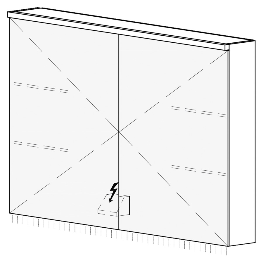 Armoire de toilette CARINO AP
100,4 x 70,4 x 14,8 cm
2 portes à double miroir
1 prise double à gauche en bas
opposé des charnières
éclairage LED, 4000 K, unité
de contrôle DALI, gradable via
l'installation domestique
IP24