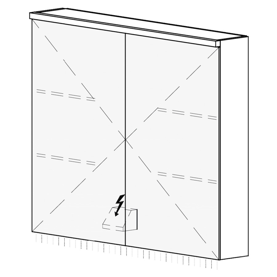 Armoire de toilette CARINO UP
80,4 x 70,4 x 14,8 cm
2 portes à double miroir
1 prise double à gauche en bas
opposé des charnières
éclairage LED, 4000 K, unité
de contrôle DALI, gradable via
l'installation domestique
IP24