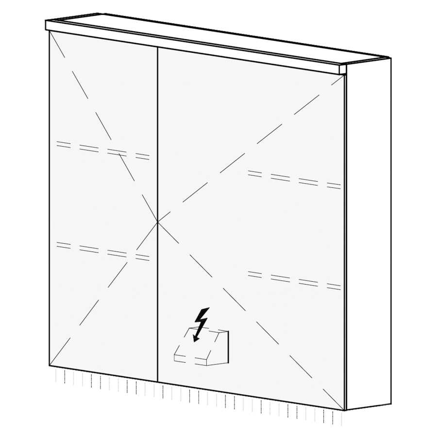 Armoire de toilette CARINO UP
90,4 x 70,4 x 14,8 cm
2 portes à double miroir
(30/60), 1 prise double
à droite en bas opposé des
charnières, éclairage LED
4000 K, unité de contrôle DALI
gradable via l'installation
domestique, IP24