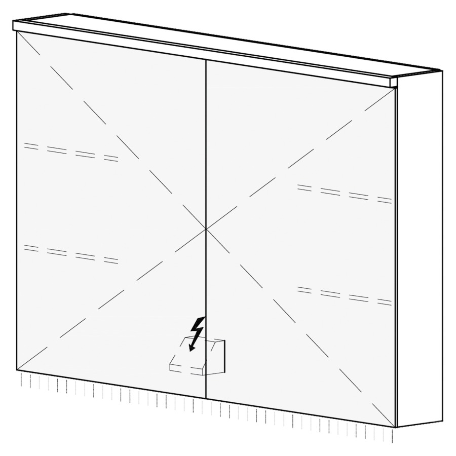 Armoire de toilette CARINO UP
100,4 x 70,4 x 14,8 cm
2 portes à double miroir
1 prise double à gauche en bas
opposé des charnières
éclairage LED, 4000 K, unité
de contrôle DALI, gradable via
l'installation domestique
IP24