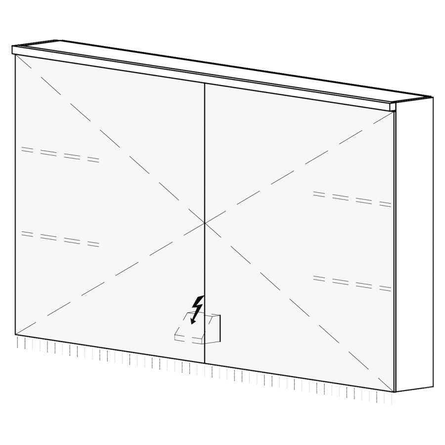 Armoire de toilette CARINO UP
120,4 x 70,4 x 14,8 cm
2 portes à double miroir
1 prise double à gauche en bas
opposé des charnières
éclairage LED, 4000 K, unité
de contrôle DALI, gradable via
l'installation domestique
IP24
