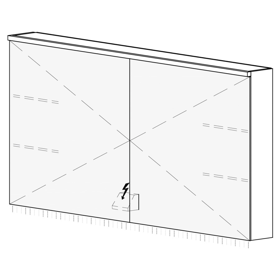 Armoire de toilette CARINO UP
130,4 x 70,4 x 14,8 cm
2 portes à double miroir
1 prise double, à gauche en
bas opposé des charnières
éclairage LED, 4000 K, unité
de contrôle DALI, gradable via
l'installation domestique
IP24