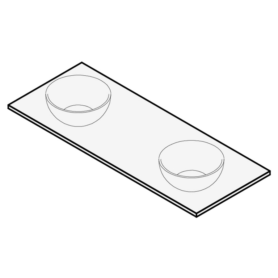 Table de lavabo
stratifié compact
130 x 51 x 1,2 cm
pour 2 lavabos
entraxe 32,5/65/32,5